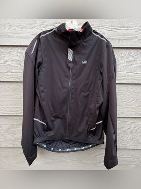 Performance Ultra Rain Jacket Men Large Black Cycling Windbreaker Coat 3 Pockets